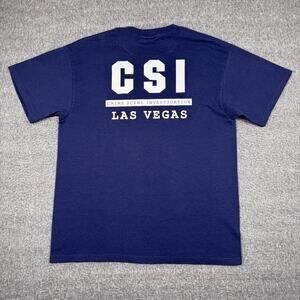 Vintage CSI Las Vegas T-Shirt Men's Large Blue TV Show Promo Crime Scene Y2K‎
